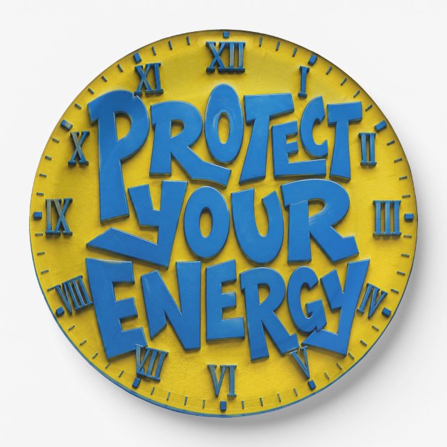 Prato De Papel Protect Your Energy Positive Mindset Home & Office (Frente)