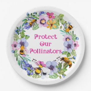 Prato De Papel Proteja nossas flores de abelhas polinizadoras