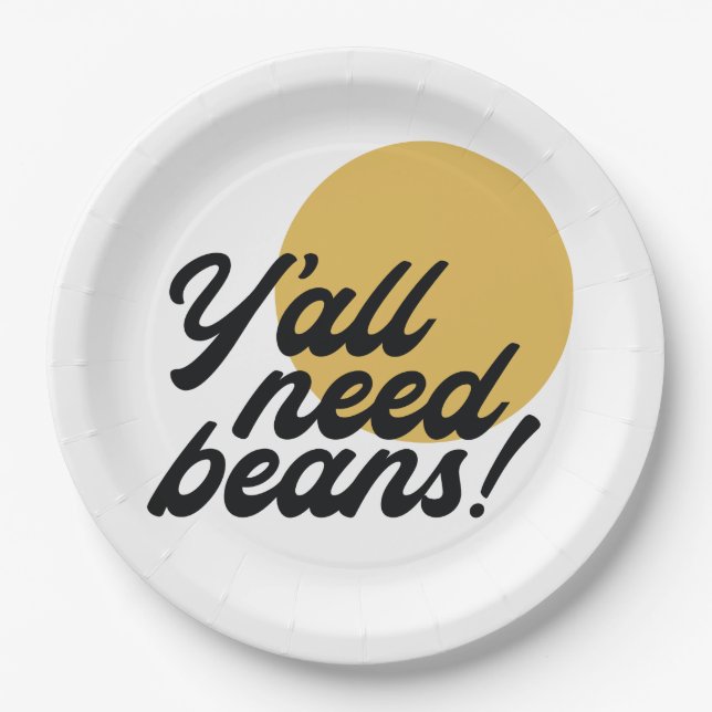 Prato De Papel Protocolo de Bean Retro 'Y'all Need Beans' (Frente)