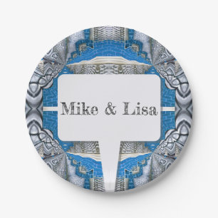 Prato De Papel Psicodélico - Padrão e Texto Fraturais Divertidos