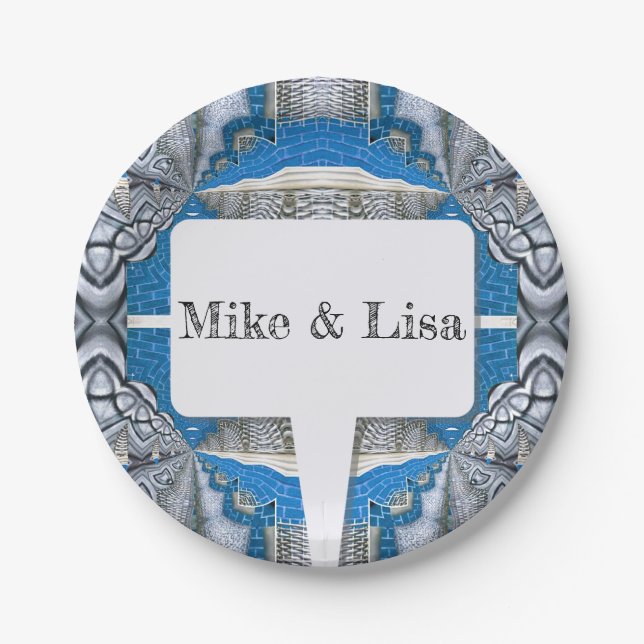 Prato De Papel Psicodélico - Padrão e Texto Fraturais Divertidos (Frente)