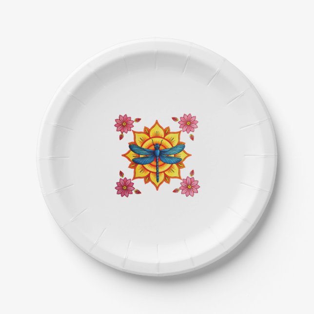 Prato De Papel Psychedelic Sacred Geometry Mandala Insect Nature  (Frente)