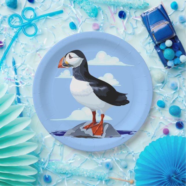 Prato De Papel Puffin Cute Atlantic Seabird (Festa)