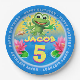 Prato De Papel Pulando o Sapo personalizar a placa da parte de pa