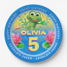 Prato De Papel Pulando o sapo personalize a placa de papel do