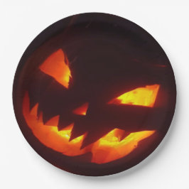 Prato De Papel Pumpkin assustador do Halloween