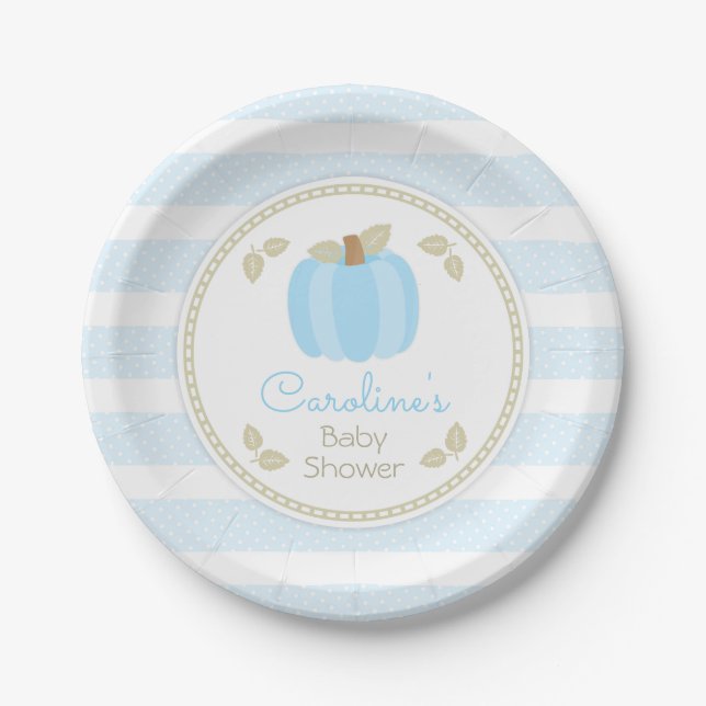 Prato De Papel Pumpkin Baby Boy Paper Placa (Frente)