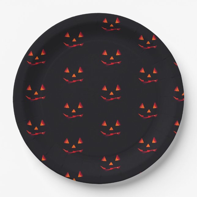 Prato De Papel Pumpkin Black & larange Halloween (Frente)