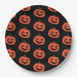 Prato De Papel Pumpkin Black & larange Halloween