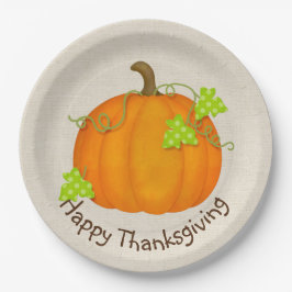 Prato De Papel Pumpkin de Ação de Graças em Burlap