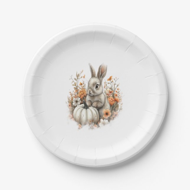 Prato De Papel Pumpkin De Camisa De Bunny (Frente)