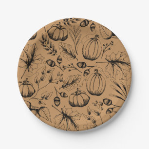 Prato De Papel Pumpkin de Colheita Laranja Queimada