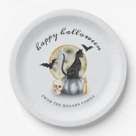 Prato De Papel Pumpkin de Gato de Feliz Halloween