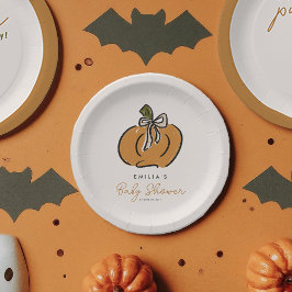 Prato De Papel Pumpkin Doce No Caminho Do Chá de fraldas Bonito