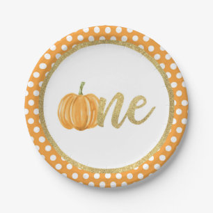 Prato De Papel Pumpkin First Birthday Paper Plate - Pontos Laranj
