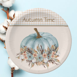 Prato De Papel Pumpkin Floral Azul de outono bonito