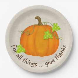 Prato De Papel Pumpkin Laranja no Burlap