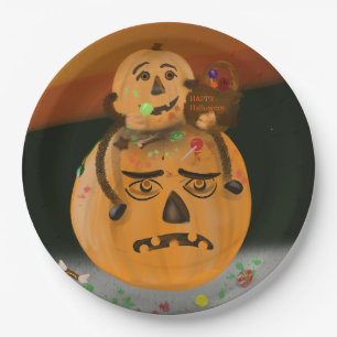 Prato De Papel Pumpkin Mess Halloween Plates