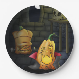 Prato De Papel Pumpkin Monstros Halloween/Pasta de Papel de Anive