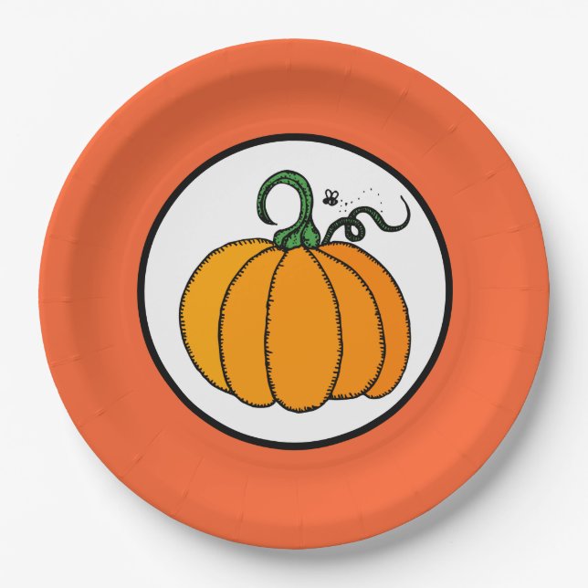 Prato De Papel Pumpkin Paper Plate (Frente)
