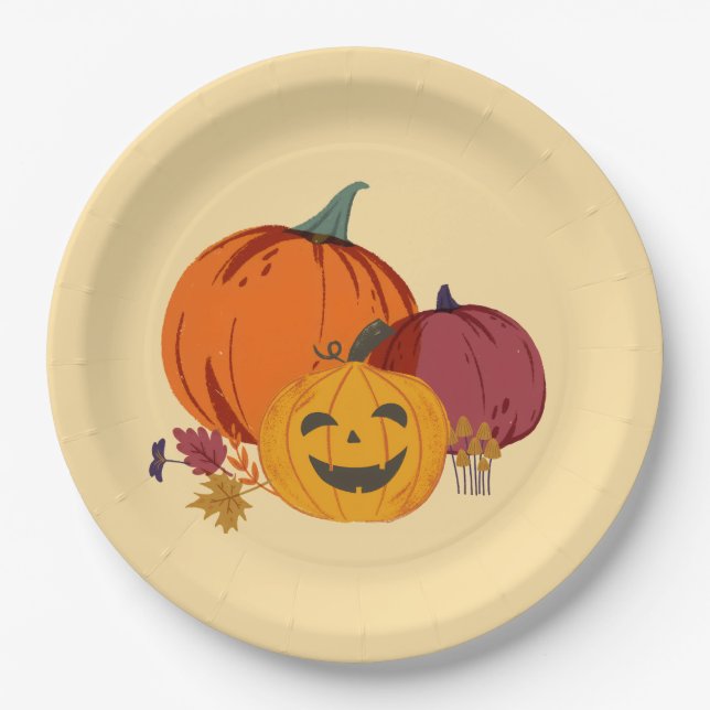 Prato De Papel Pumpkin para falar sobre placas de papel (Frente)