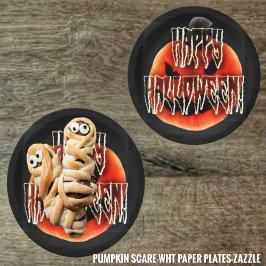 Prato De Papel Pumpkin Scare-Wht