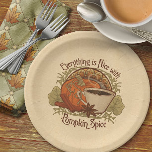 Prato De Papel Pumpkin Spice Coffee Party Placas