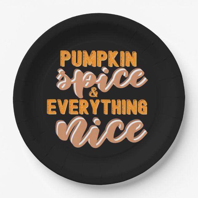 Prato De Papel Pumpkin Spice E Tudo O Que É Bom Outono (Frente)