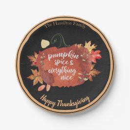 Prato De Papel Pumpkin Spice e tudo que é bonito, dia de graças, 