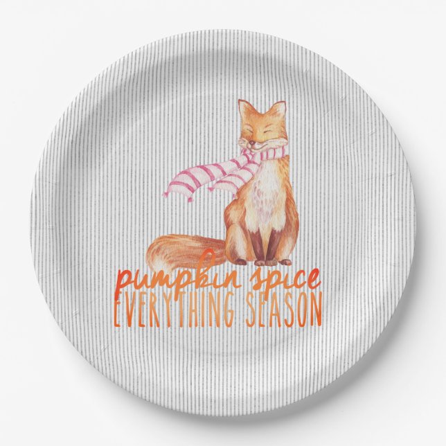 Prato De Papel Pumpkin Spice Season Sitting Fox (Frente)