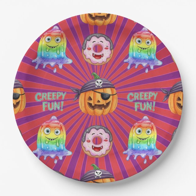 Prato De Papel Pumpkins e Fantasmas, por Natasha Us (Frente)