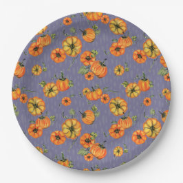 Prato De Papel Pumpkins Laranja/Púrpura