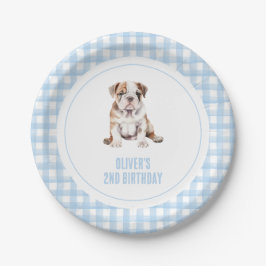Prato De Papel Puppy bulldog preppy plaid birthday