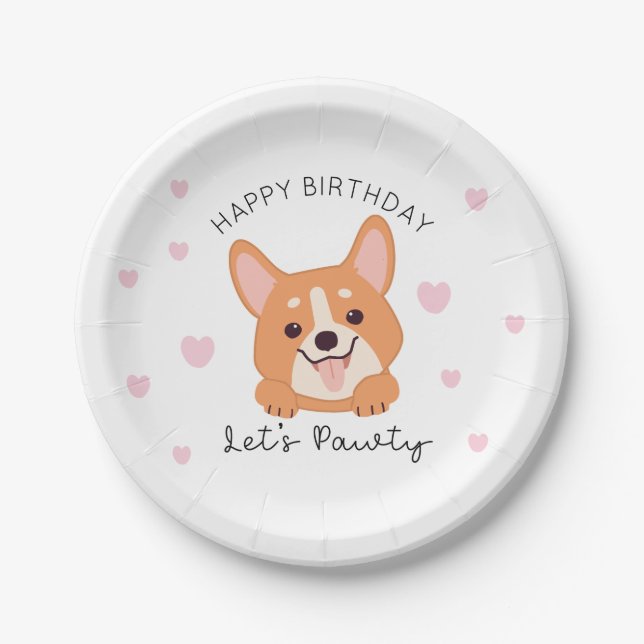 Prato De Papel Puppy Paper Plates Permite Tabuleiro De Pawty Part (Frente)