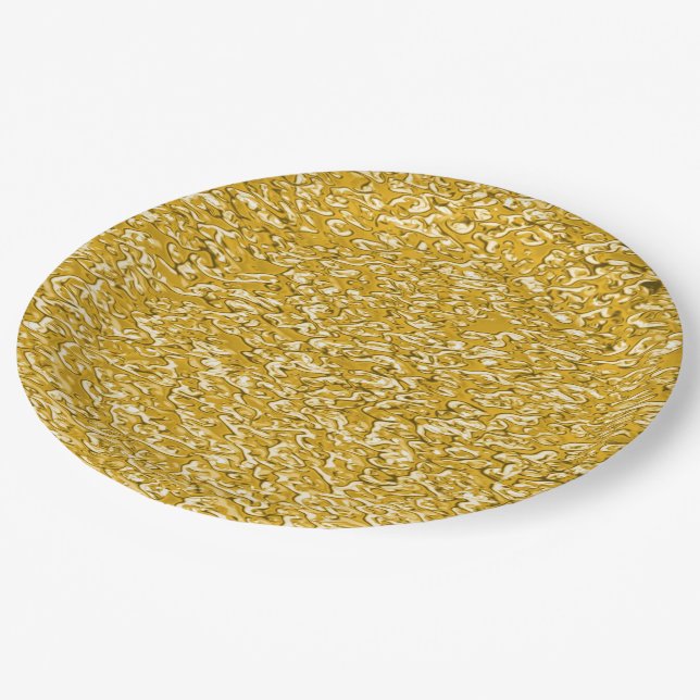 Prato De Papel PURE DOURADO Splatter Patterno + texto/foto (Inclinado)