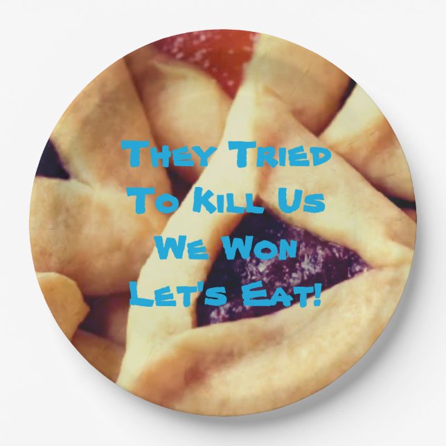 Prato De Papel Purim Party Judaico Engraçado Dizendo  (Frente)