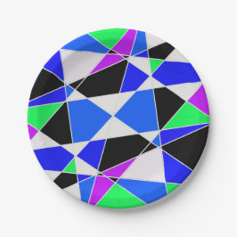 Prato De Papel Purple blue white triangle abstract 