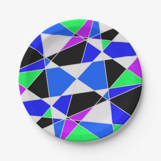 Prato De Papel Purple blue white triangle abstract