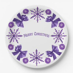 Prato De Papel Purple Elegance Christmas Paper Plate