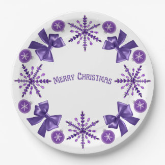 Prato De Papel Purple Elegance Christmas Paper Plate