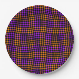 Prato De Papel Purple Orange Plaid Checker Seamless Pattern