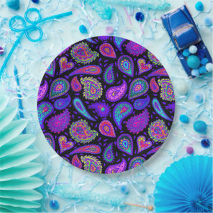 Prato De Papel Purple Paisley perfeitamente Bonito