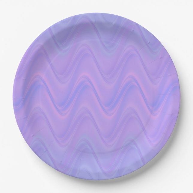 Prato De Papel Purple Pink Wavy Lines Pattern (Frente)