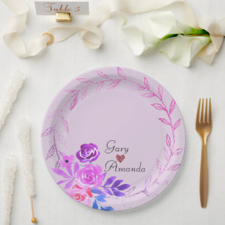 Prato De Papel Purple Rose