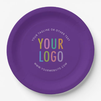 Prato De Papel Purple Round Paper Plates Business Logo Printed