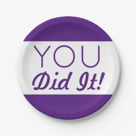 Prato De Papel Purple & White Você Fez A Graduação
