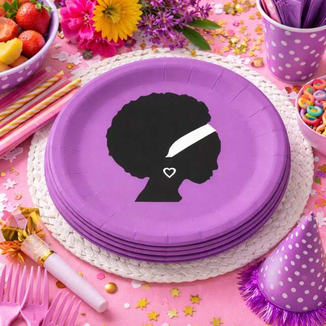 Prato De Papel Púrpura Afro-Cabelo (Criador carregado)