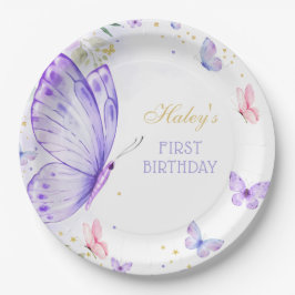 Prato De Papel Púrpura Borboleta de Papelão