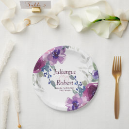 Prato De Papel Púrpura de água e papa floral mauve