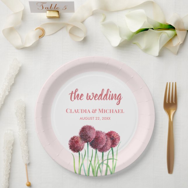 Prato De Papel Púrpura de Casamento Alliums Flores Púrpura Praça  (Casamento)